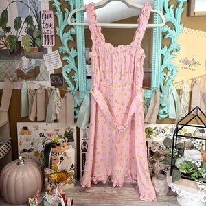 Faithfull The Brand Mid Summer Mini Dress Pink Luda Floral Women’s Size 8 Belted